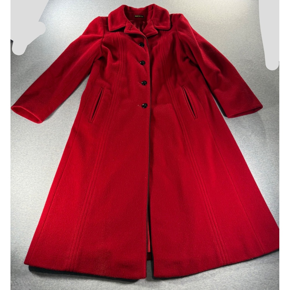 Vintage 80s MG Kinster Red Wool A-Line Princess Coat The Great American Coat Med